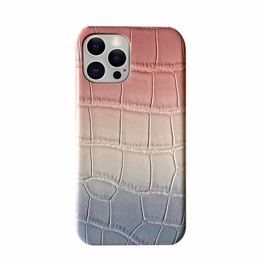Crocodile Pattern iPhone 13 Pro Max Case-Pink, White & Blue - Picture 3 of 6